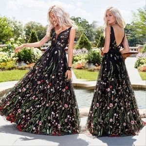 Clarisse 3565 Black Floral Prom Dress